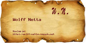 Wolff Netta névjegykártya